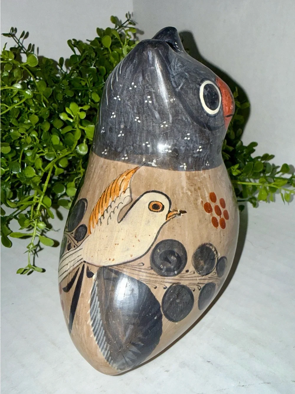 Ceramic wall planter, Tonalá pottery owl, Mexican folk art
